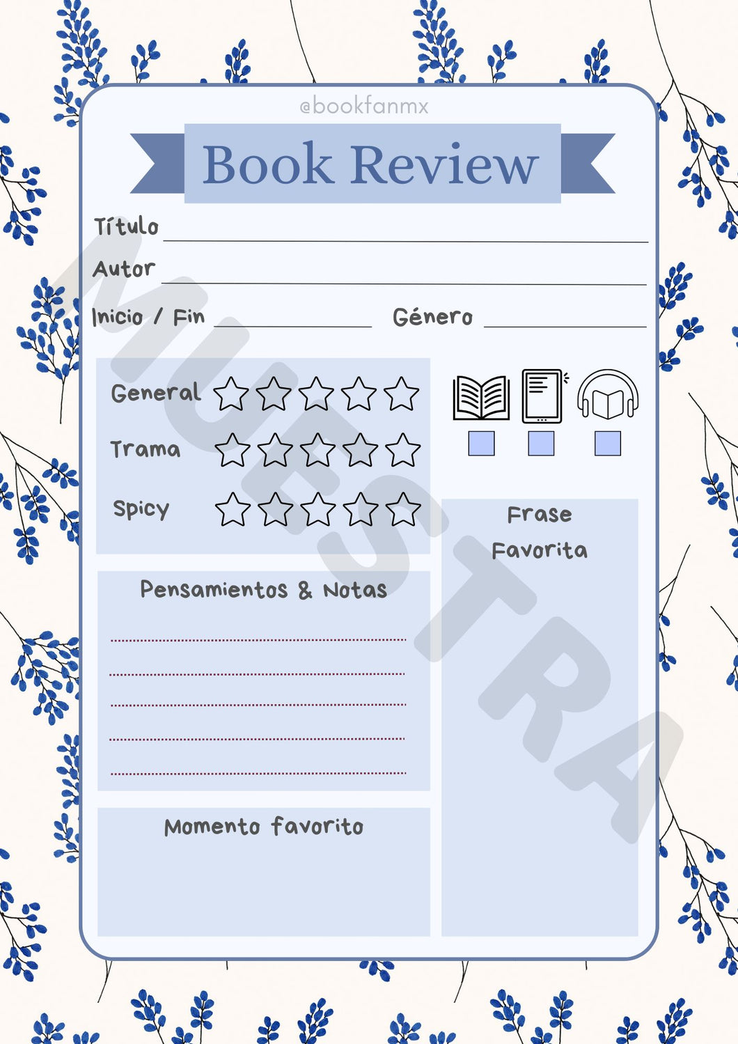 Plantilla Book Review para lectoras – Hoja descargable estilo BookFan
